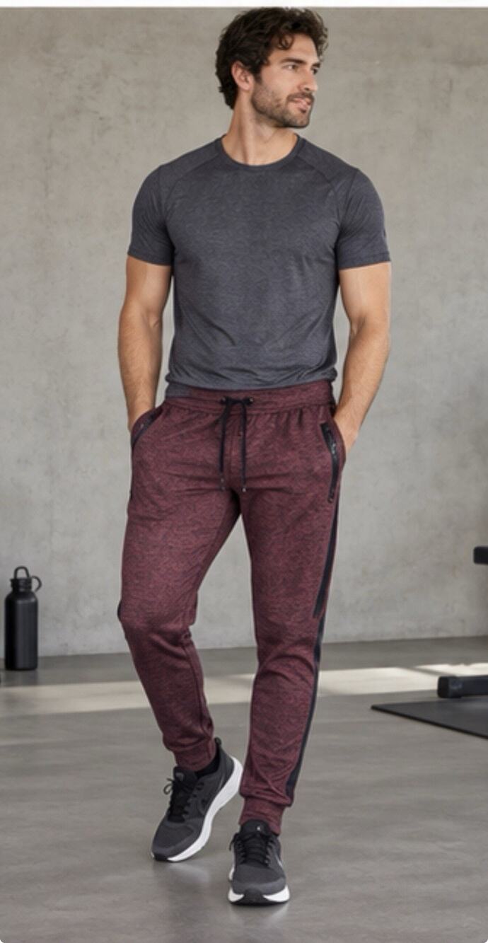 American Eagle Active Flex Joggers Men’s M Burgundy Maroon Zip Pockets